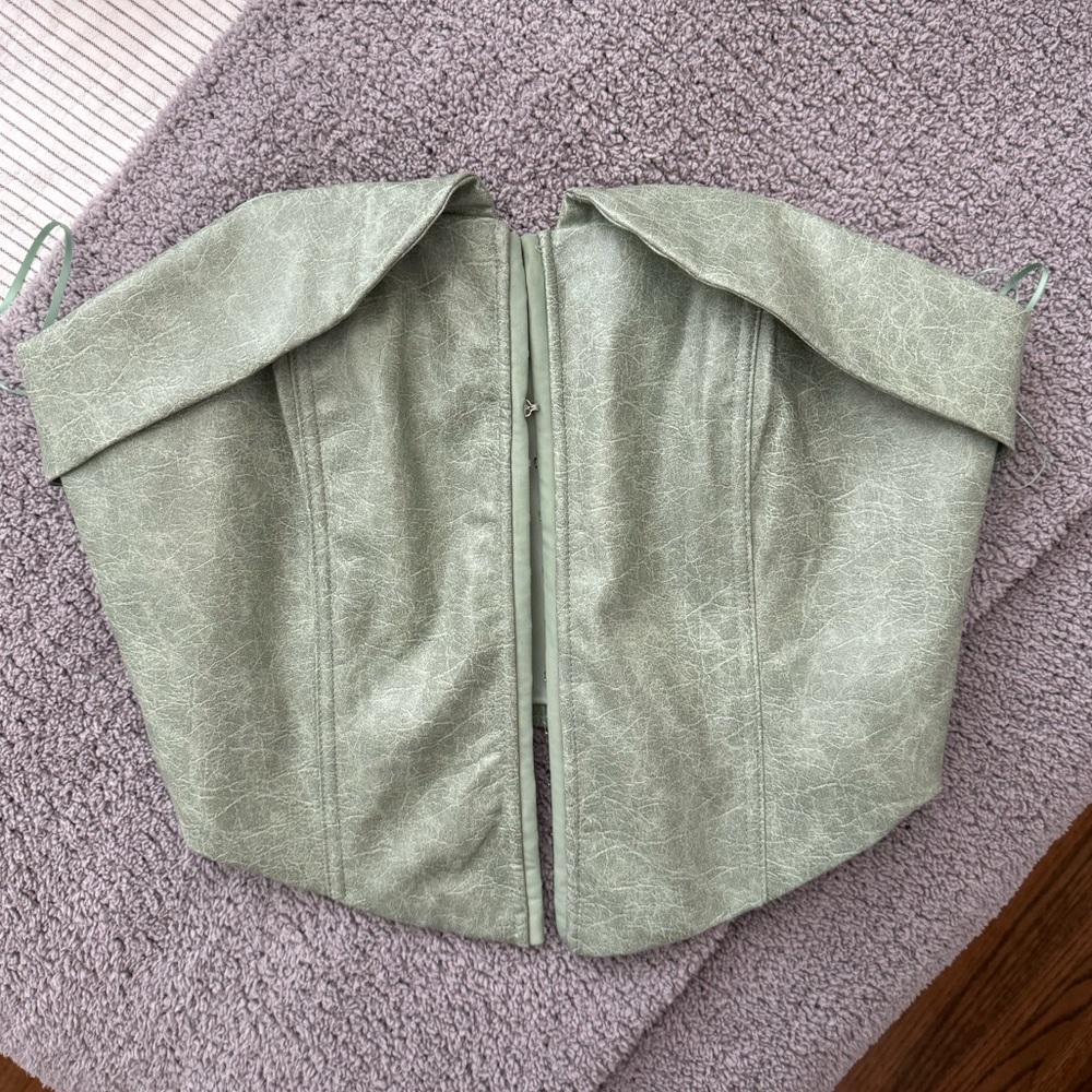 NWT Mint Green Leather Corset Top
